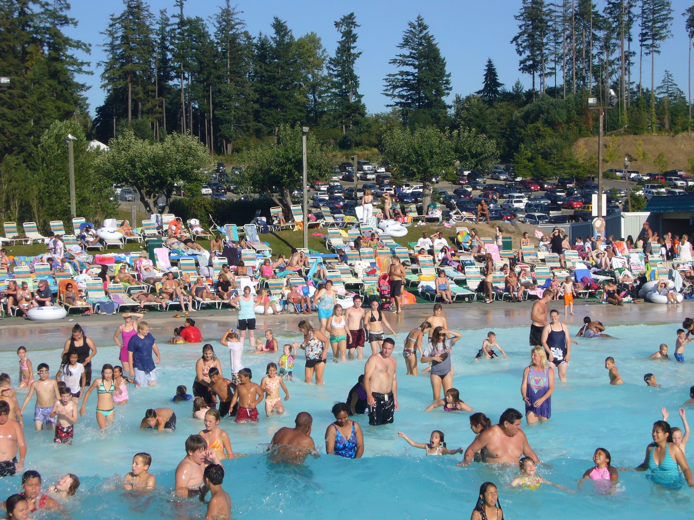 The wave pool and beach at Wild Waves Water Park, Washington