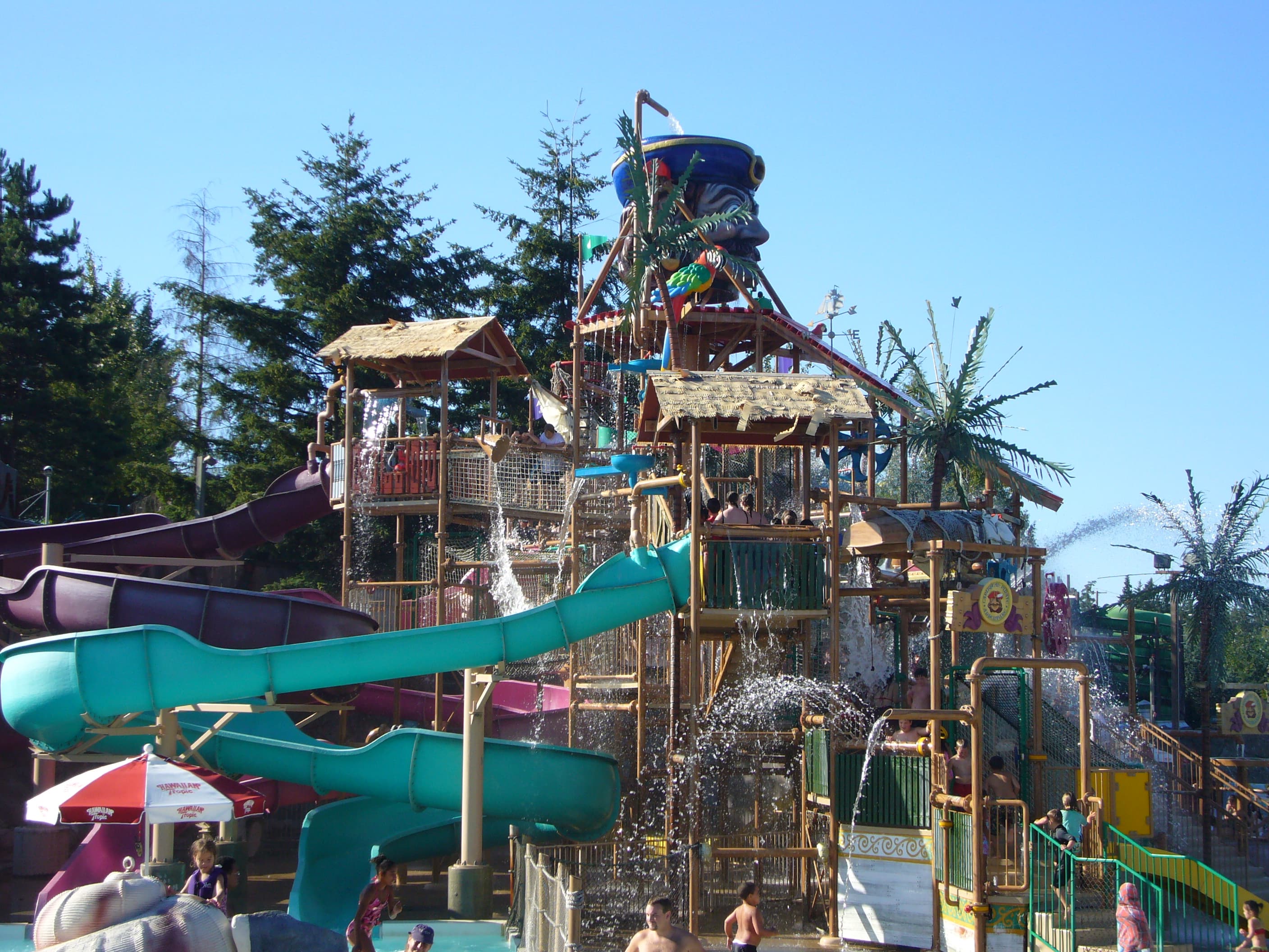 A slide tower at Wild Waves Water Park in Federal Way, Washington