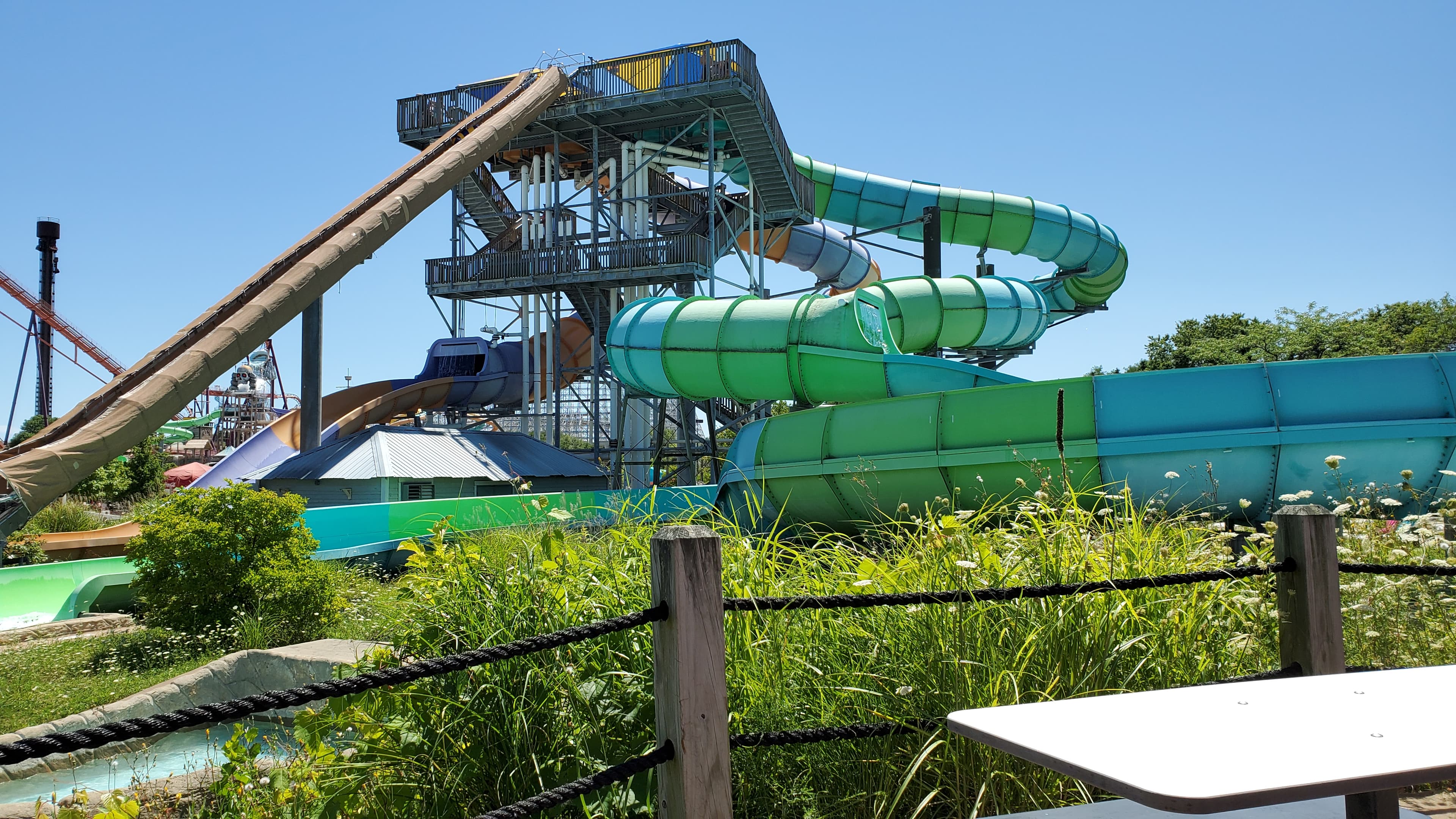 Family raft slides at Six Flags Hurricane Harbor Chicago, Illinois